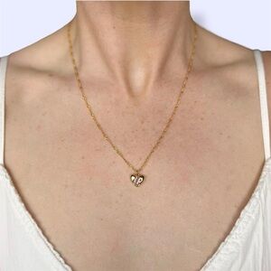 Pink Cubic Zirconium Gold Heart Necklace💖